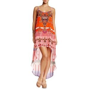 Shahida Parides Navajo High-low Dress Red Southwestern Tribal Embellished